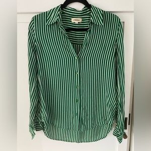L’Agence Green Striped Button Down